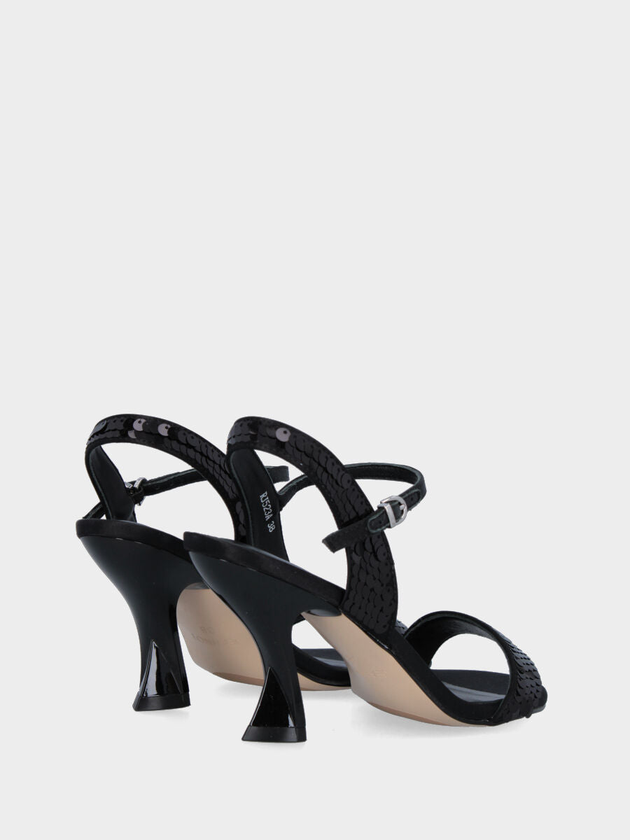 Sandale noire en tissu avec paillettes