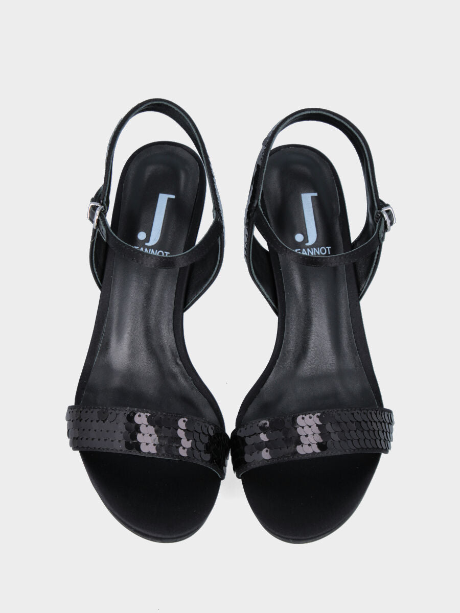Sandale noire en tissu avec paillettes
