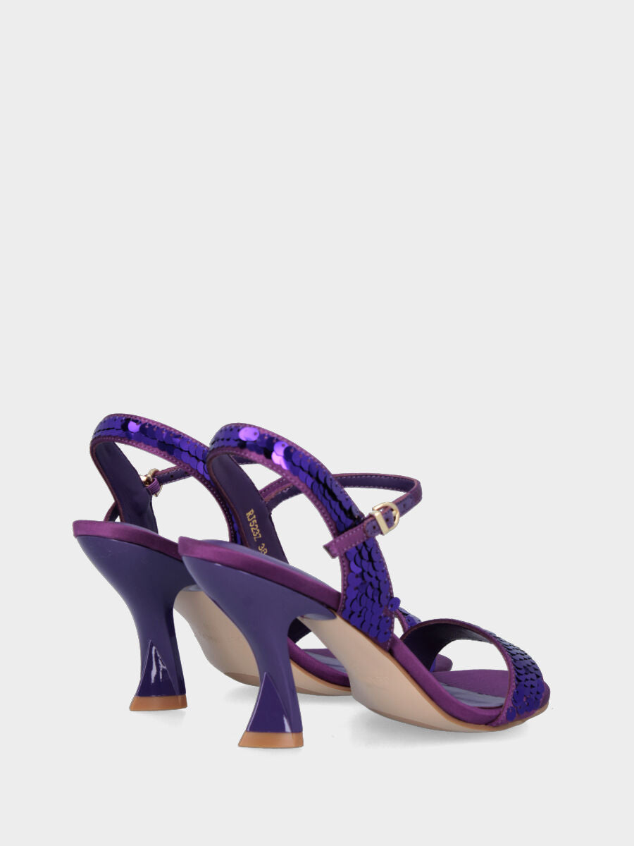 Purple fabric sandal with sequins