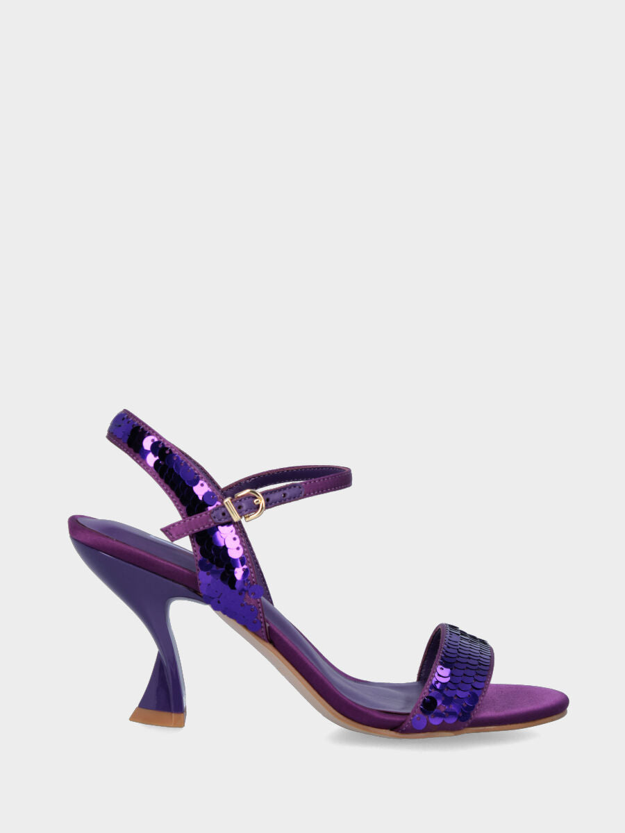 Purple fabric sandal with sequins