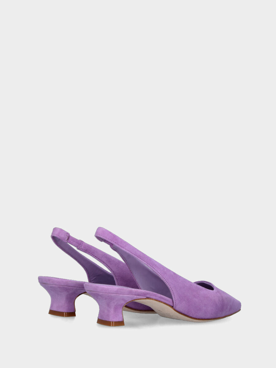 Lila Slingback aus Wildleder mit quadratischem Ausschnitt