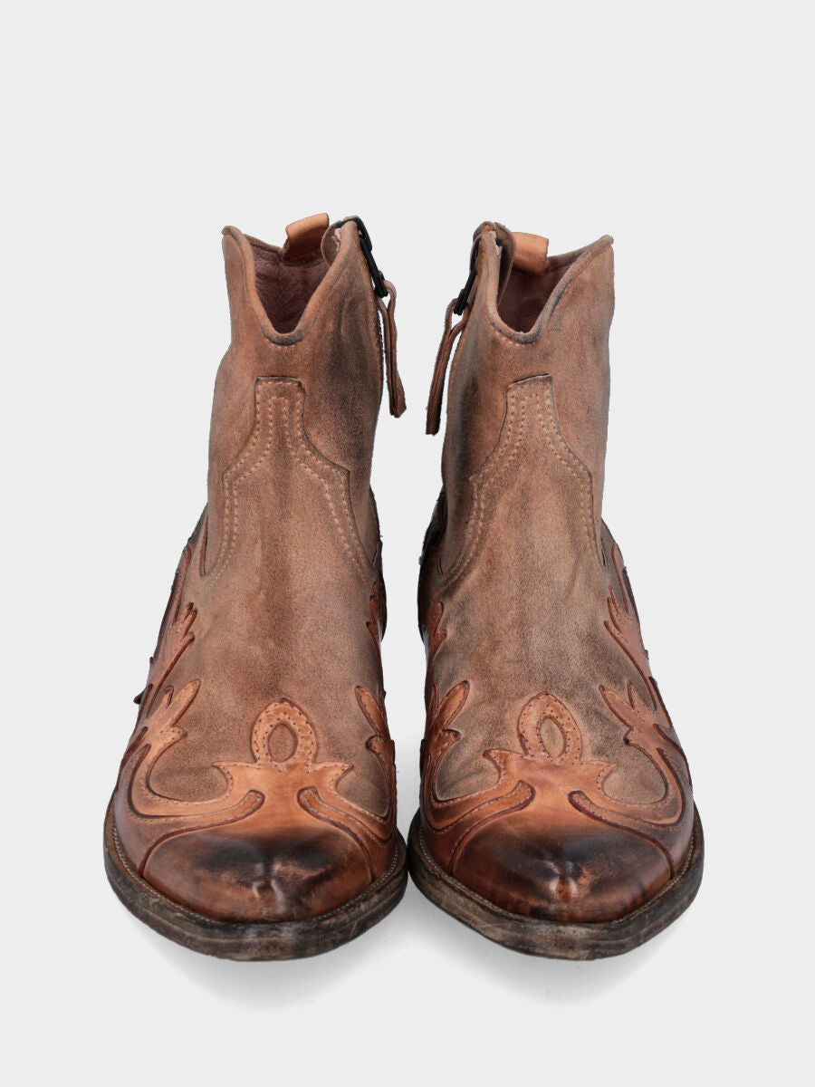 Campero basse cuir en cuir avec flammes