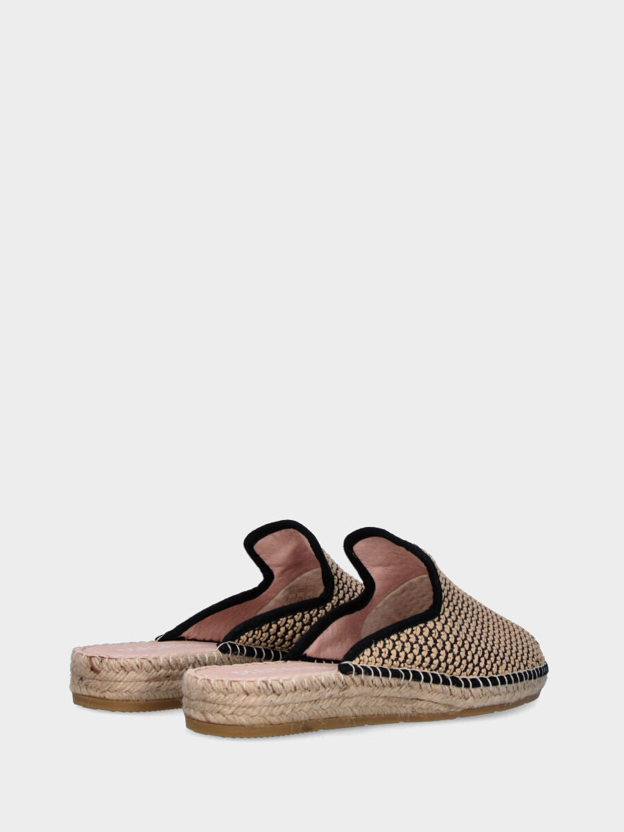 Sabot nera in rafia con zeppa in corda
