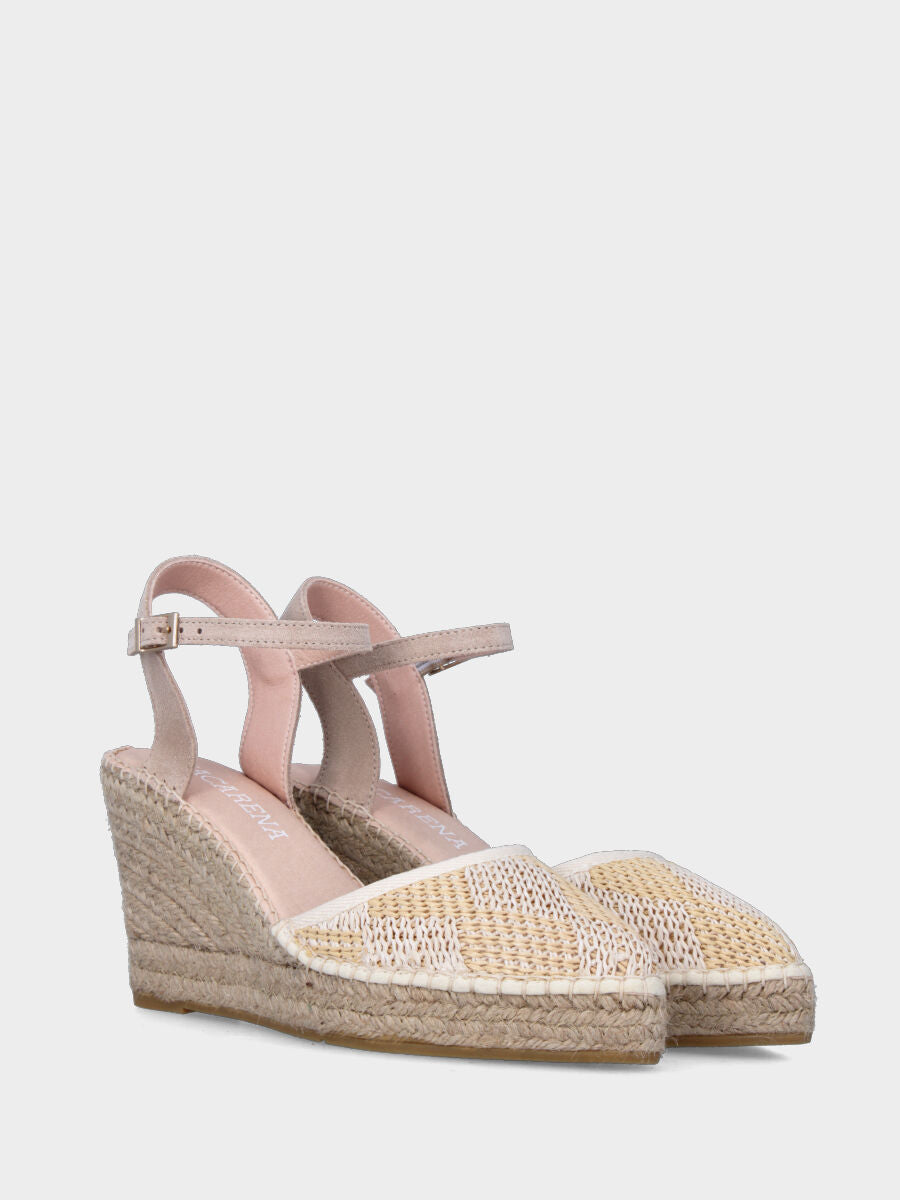 Campesina beige in rafia intrecciata a rombi