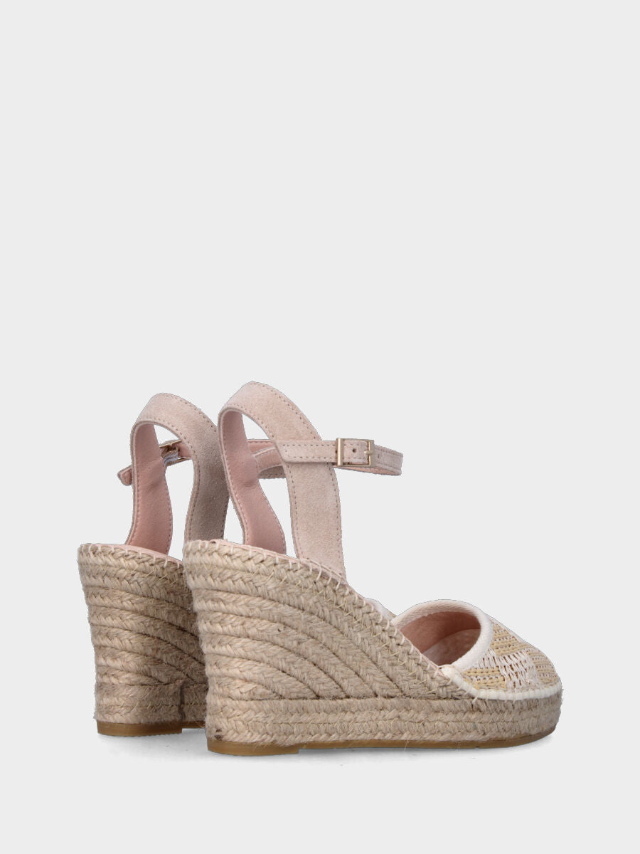 Campesina beige in rafia intrecciata a rombi