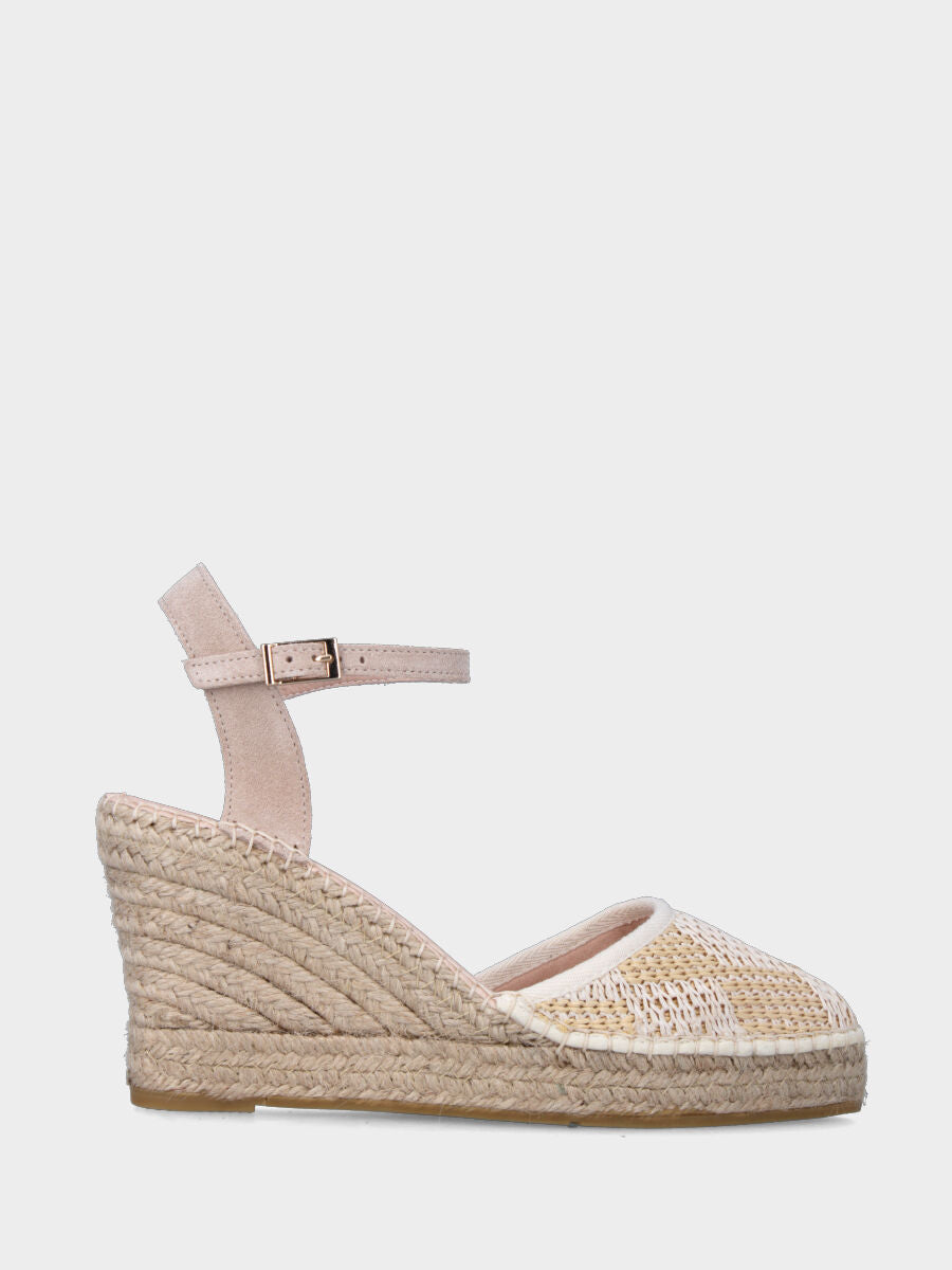 Campesina beige in rafia intrecciata a rombi