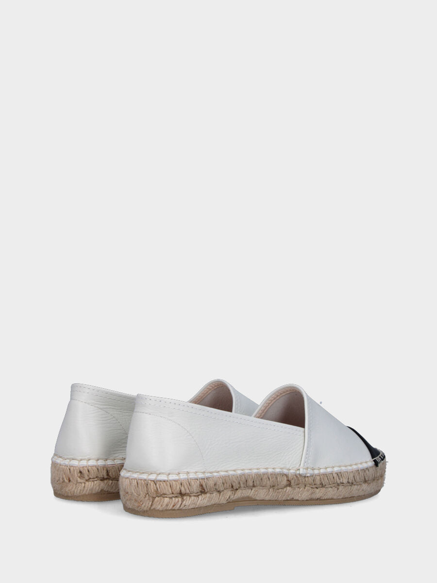 Espadrillas bianca in pelle con puntina nera
