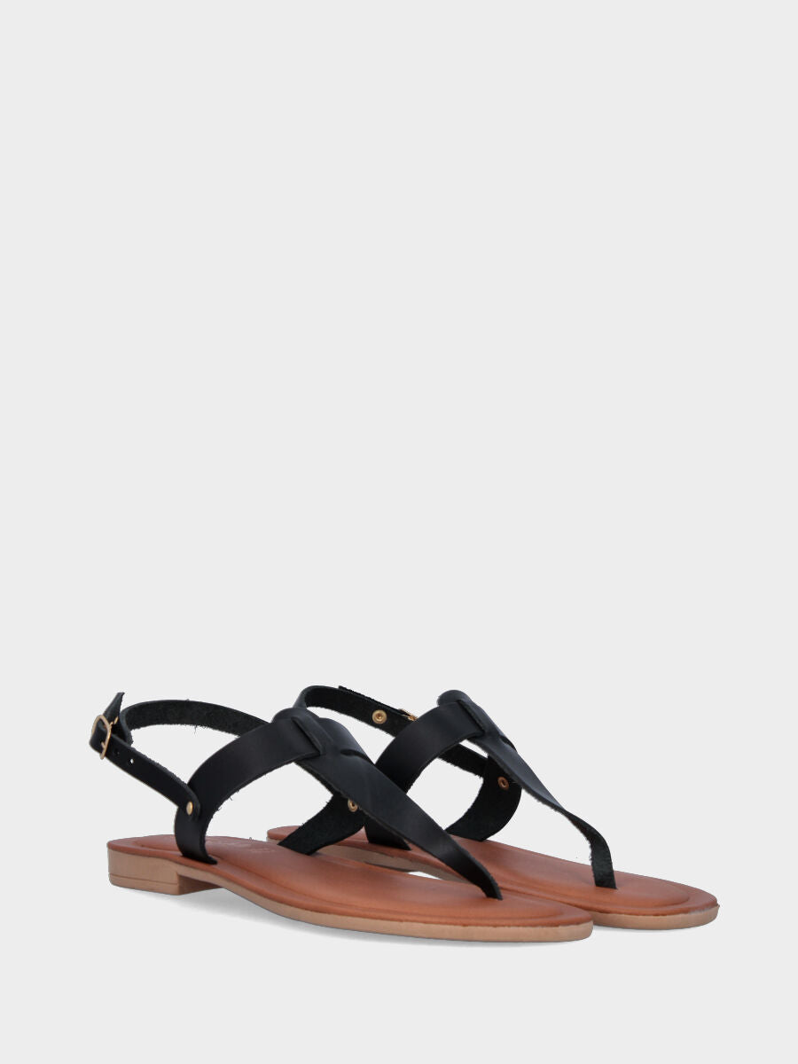 Black leather flip flop sandal