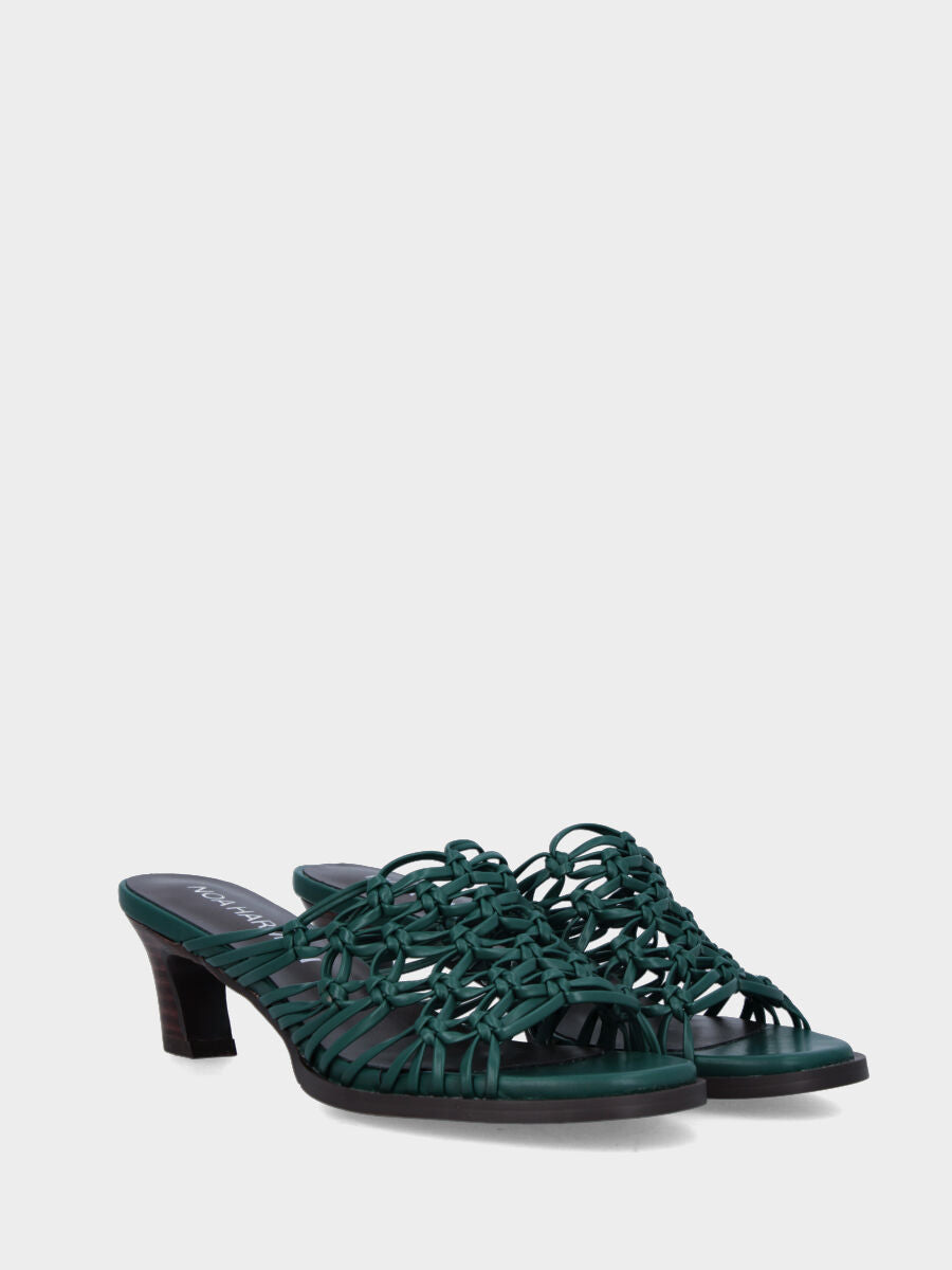 Ciabattina verde in ecopelle intracciata a rete