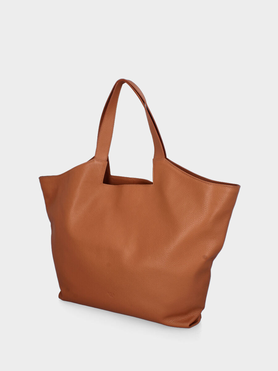 Borsa grande a spalla cuoio in pelle
