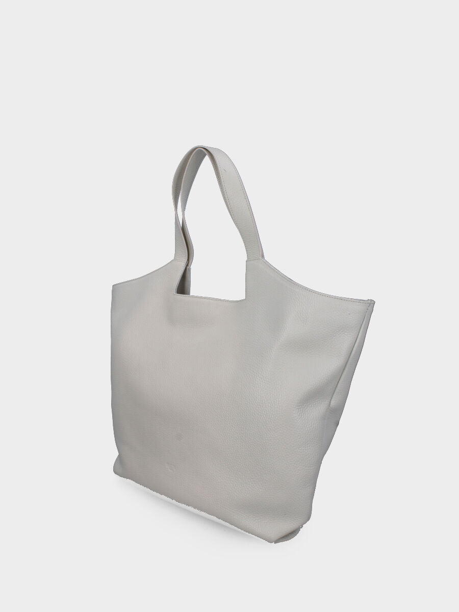 Borsa grande a spalla bianca in pelle