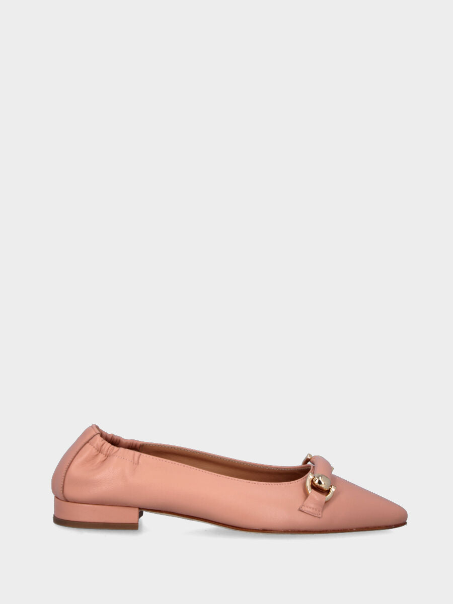 Ballerine nude en cuir avec morsetto à barre