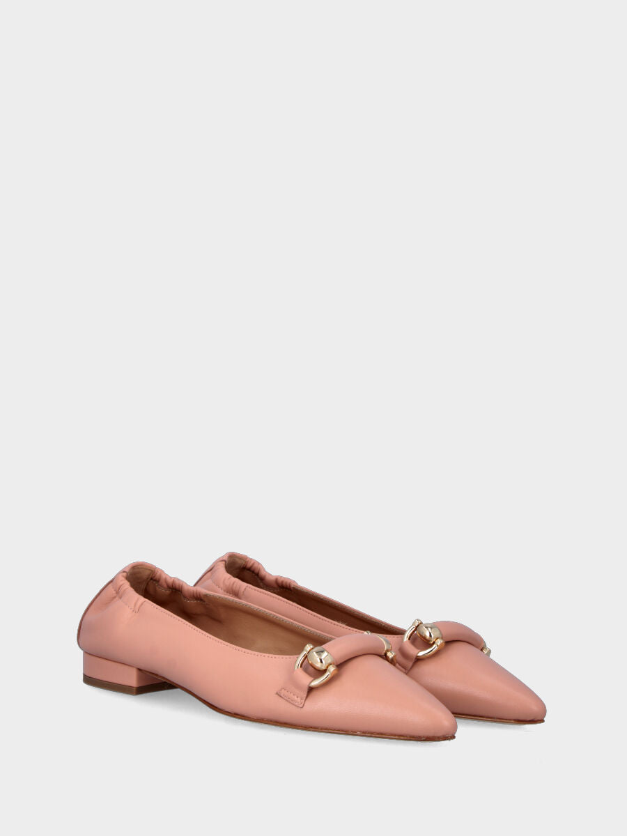 Ballerine nude en cuir avec morsetto à barre
