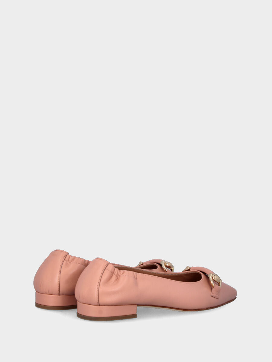 Ballerine nude en cuir avec morsetto à barre