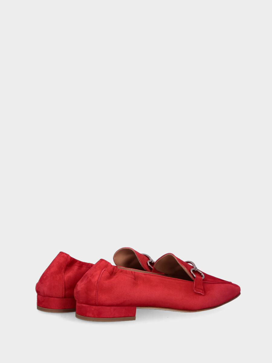 Mocassin rouge en cuir à bout pointu effilé avec morset