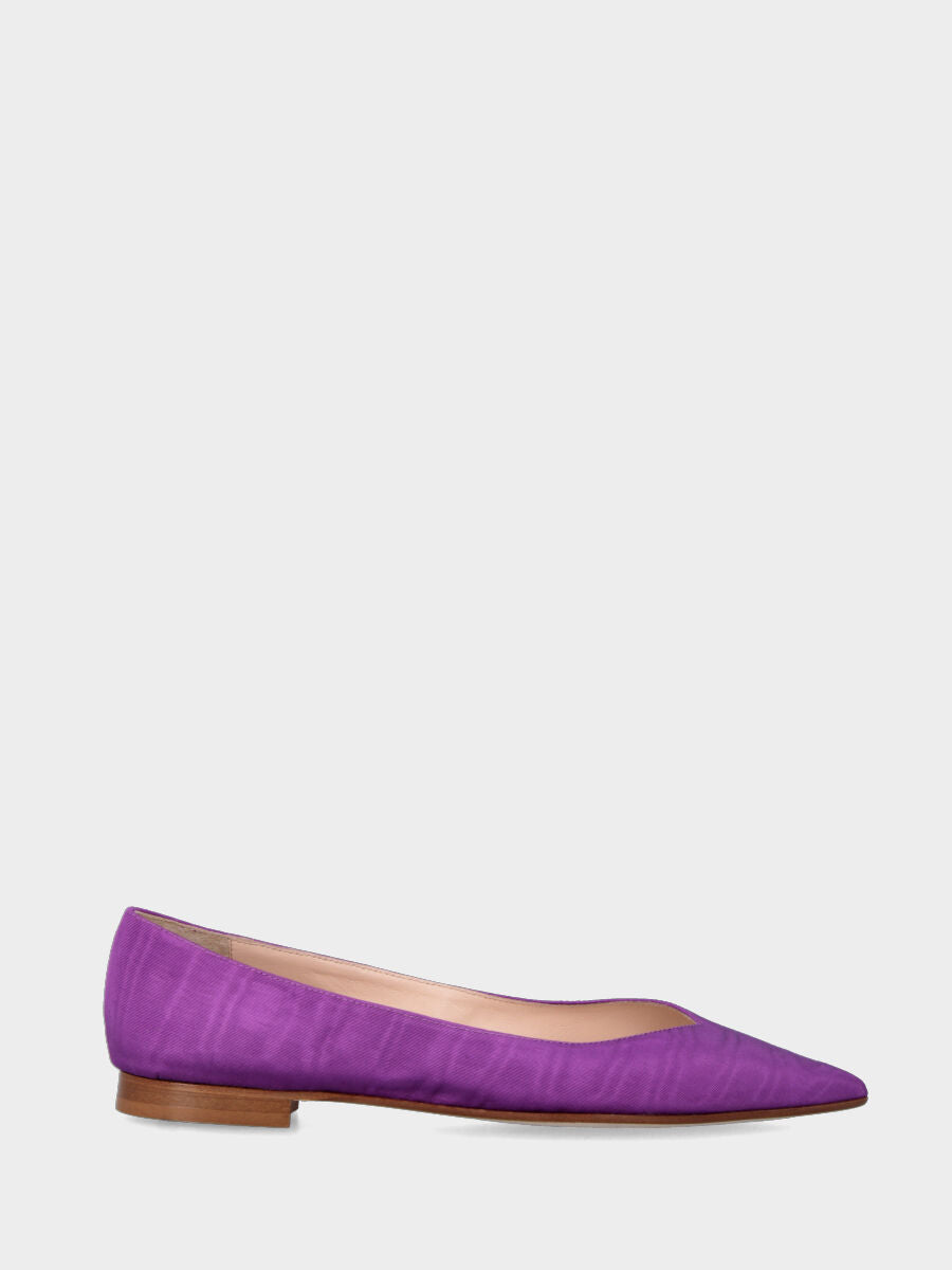 Purple ballet flat in shantung fabric