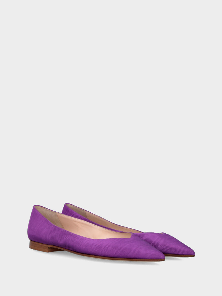 Purple ballet flat in shantung fabric