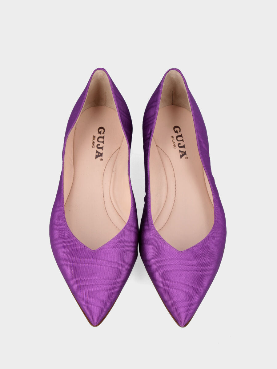 Purple ballet flat in shantung fabric