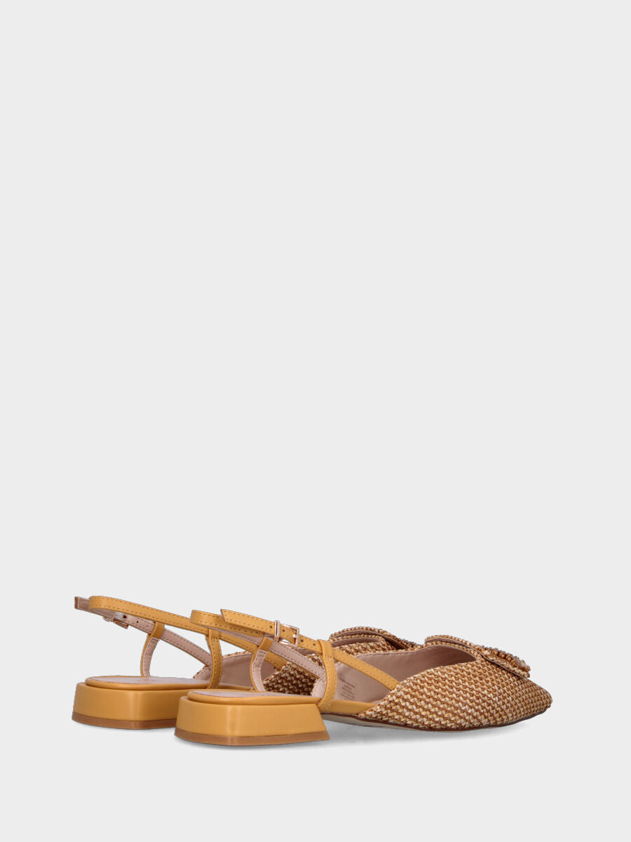 Slingback jaune en tissu avec barre de cristaux