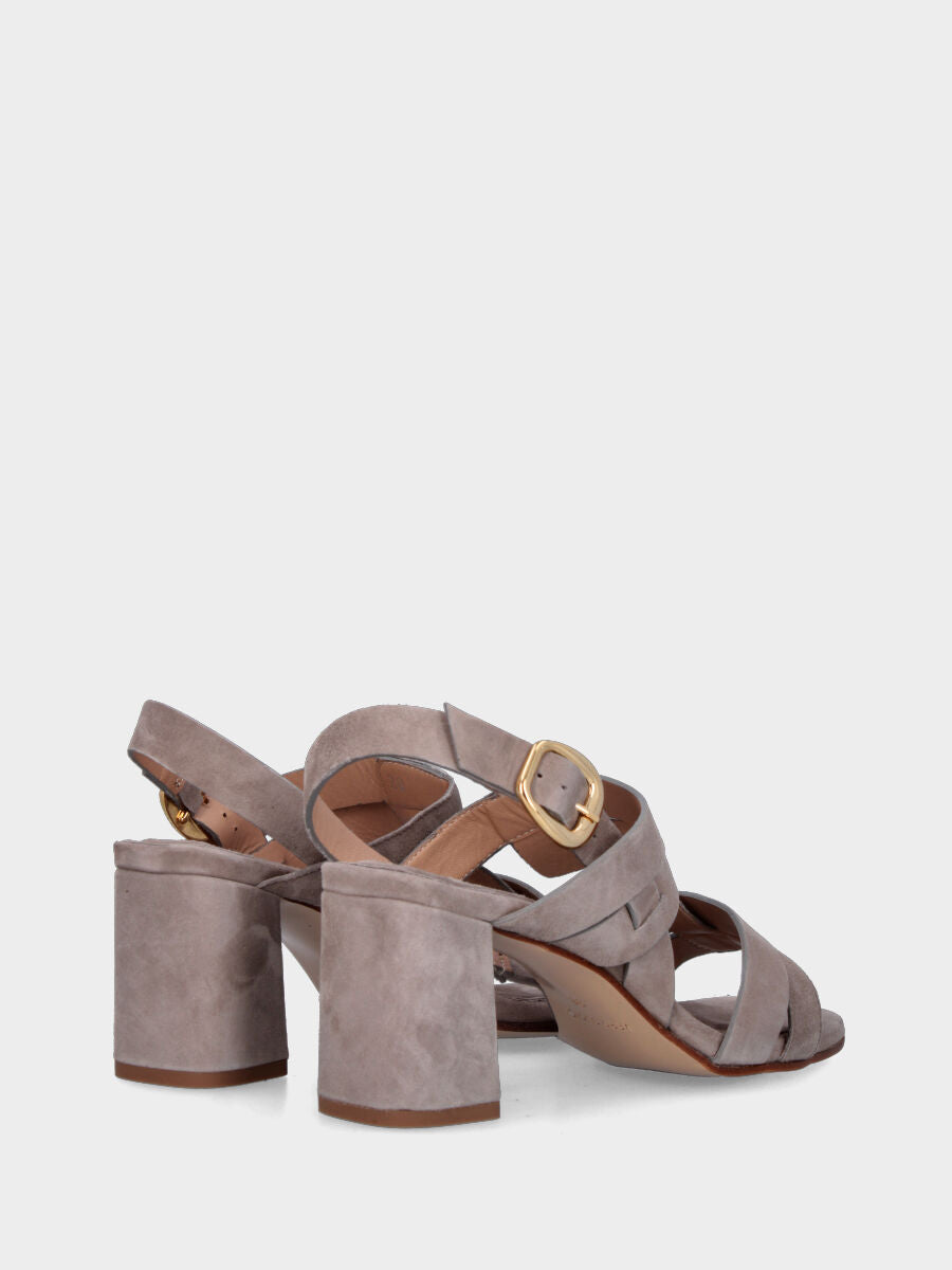Dove grey leather sandal with embedded straps