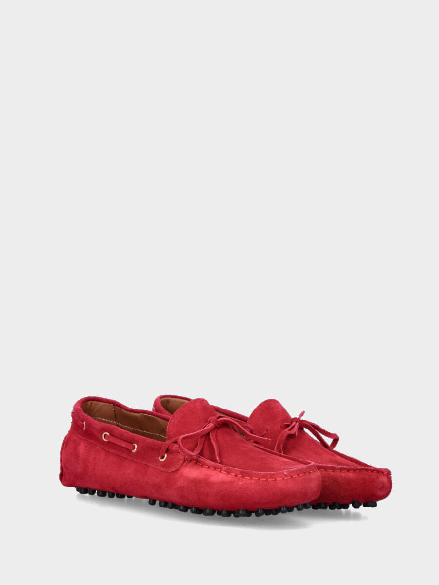 Mocassino rosso in pelle con laccio