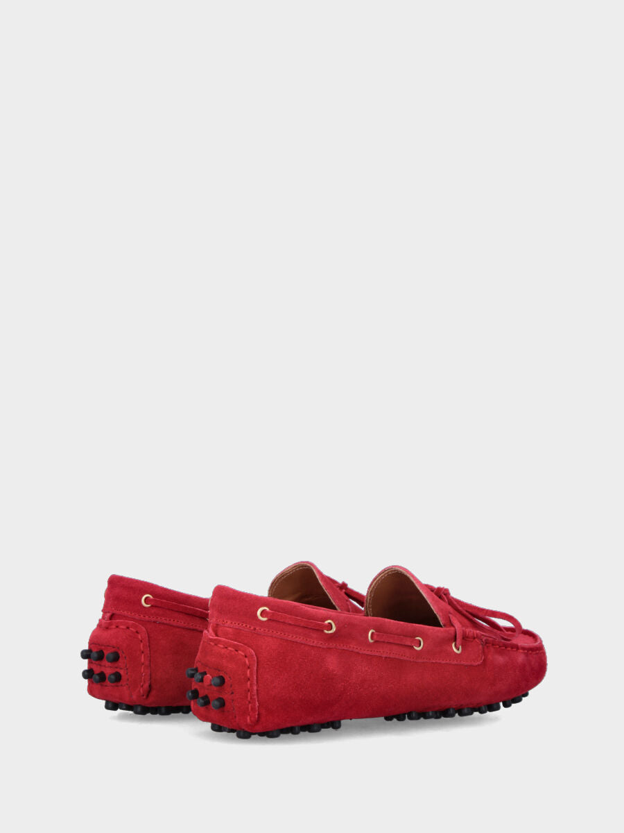 Mocassino rosso in pelle con laccio