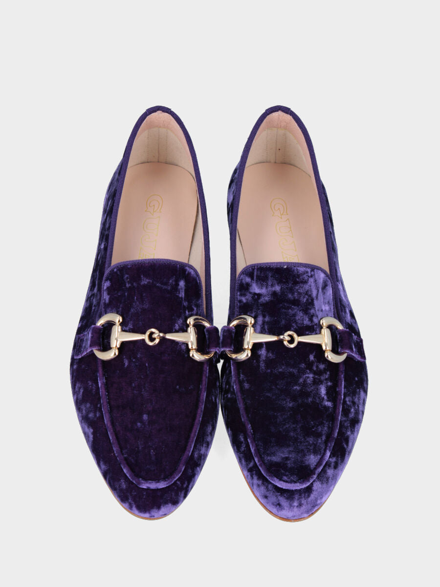 Mocassin violet en tissu avec morsetto