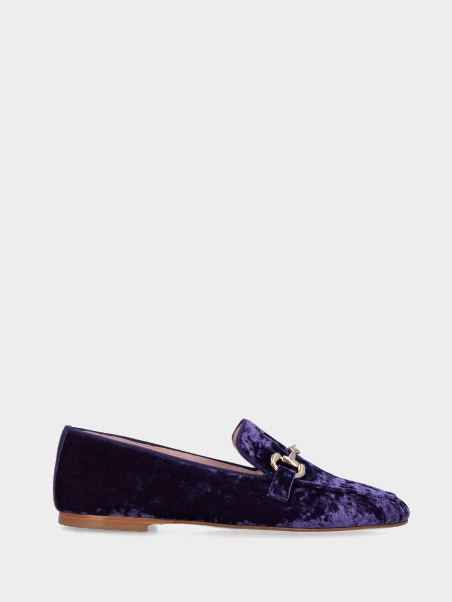 Mocassin violet en tissu avec morsetto