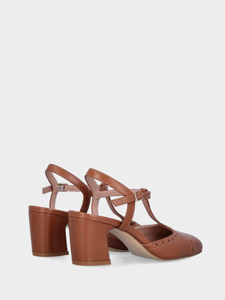 Sandalo in vitello abrasivato color cuoio con cinturini charleston