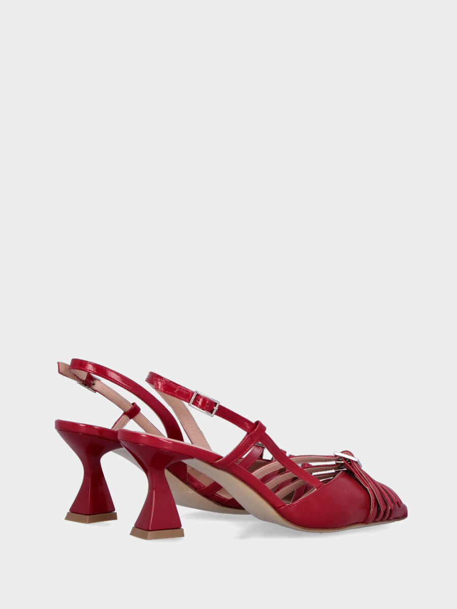 Slingback in vitello abrasivato bordeaux con cinturini a V