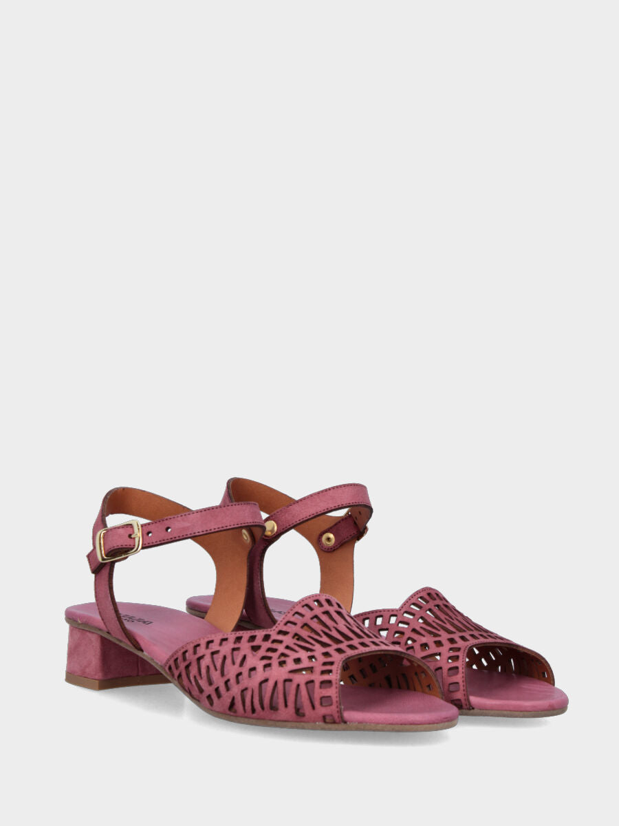 Sandale en suède mauve avec bride ajourée