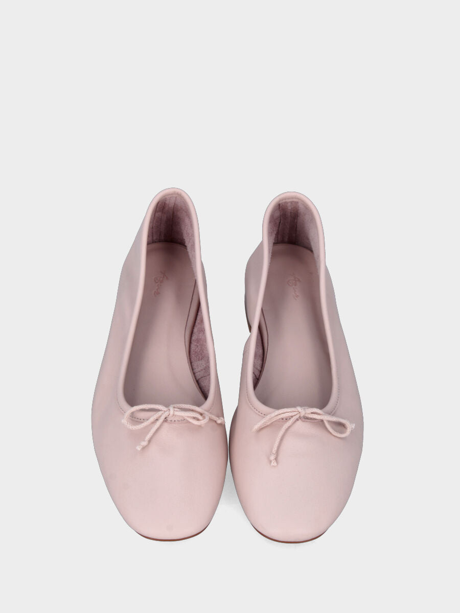 Ballerina in nappa rosa con fiocchetto sul collo
