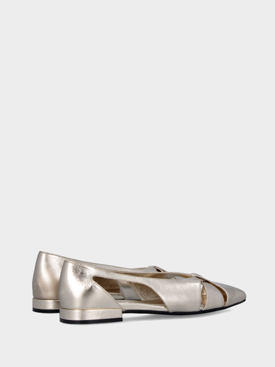 Ballerina in laminato acciaio con cinturini arcuati incrociati