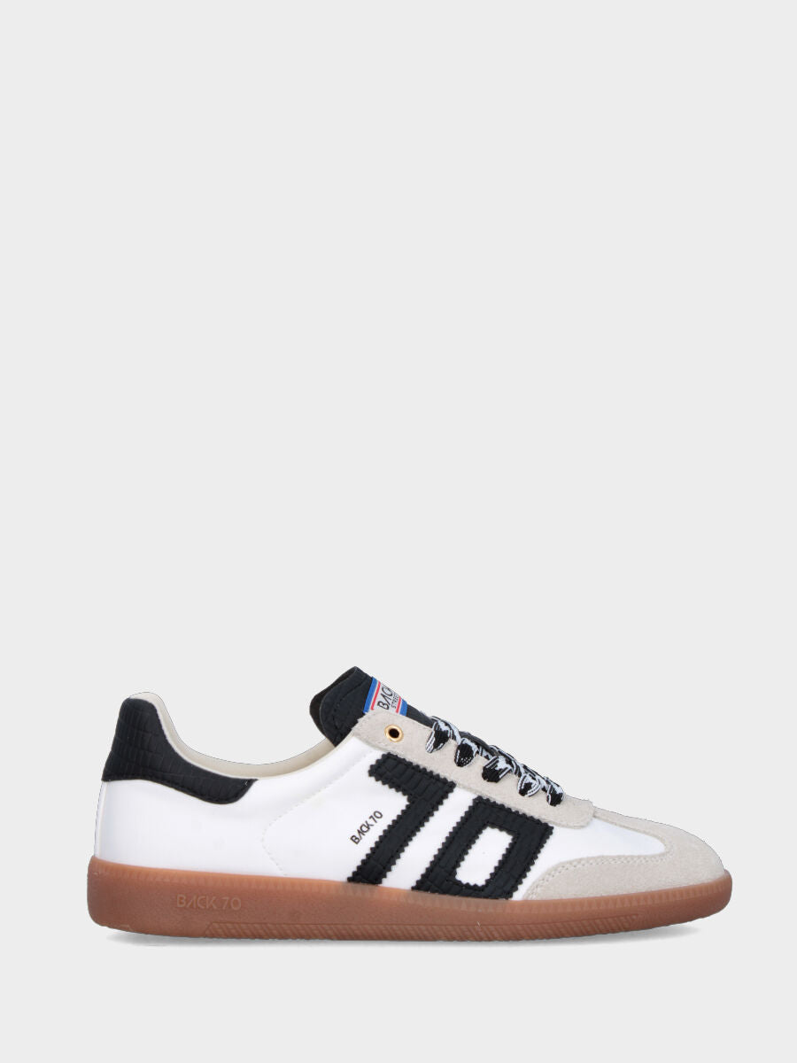 Sneaker in nylon e camoscio bianco con dettagli in vitello nero