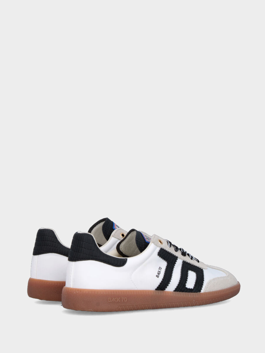 Sneaker in nylon e camoscio bianco con dettagli in vitello nero