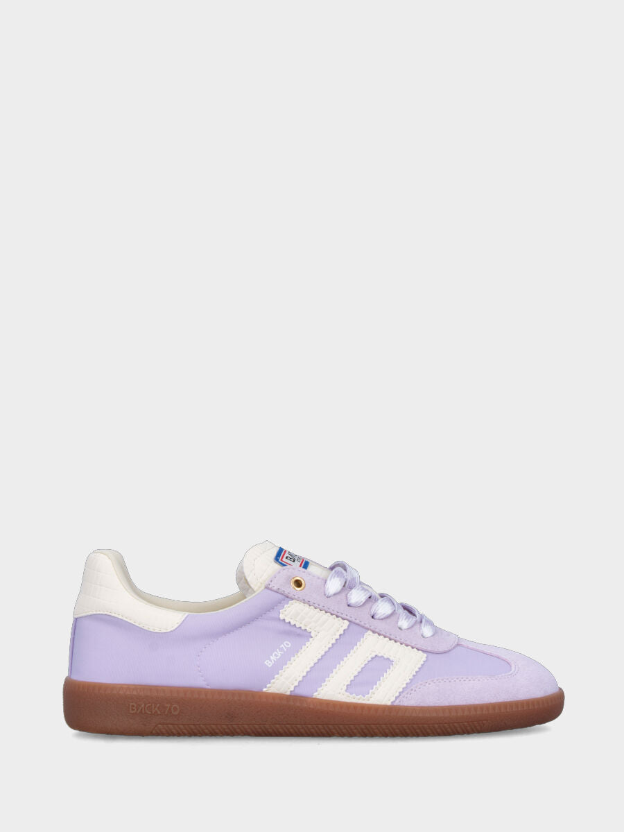 Sneaker in lilac nylon and suede with calfskin details and wedge sole