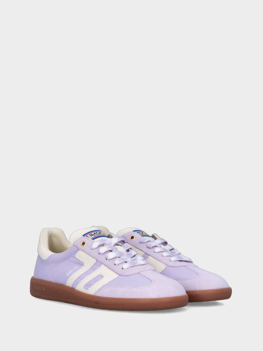 Sneaker in lilac nylon and suede with calfskin details and wedge sole