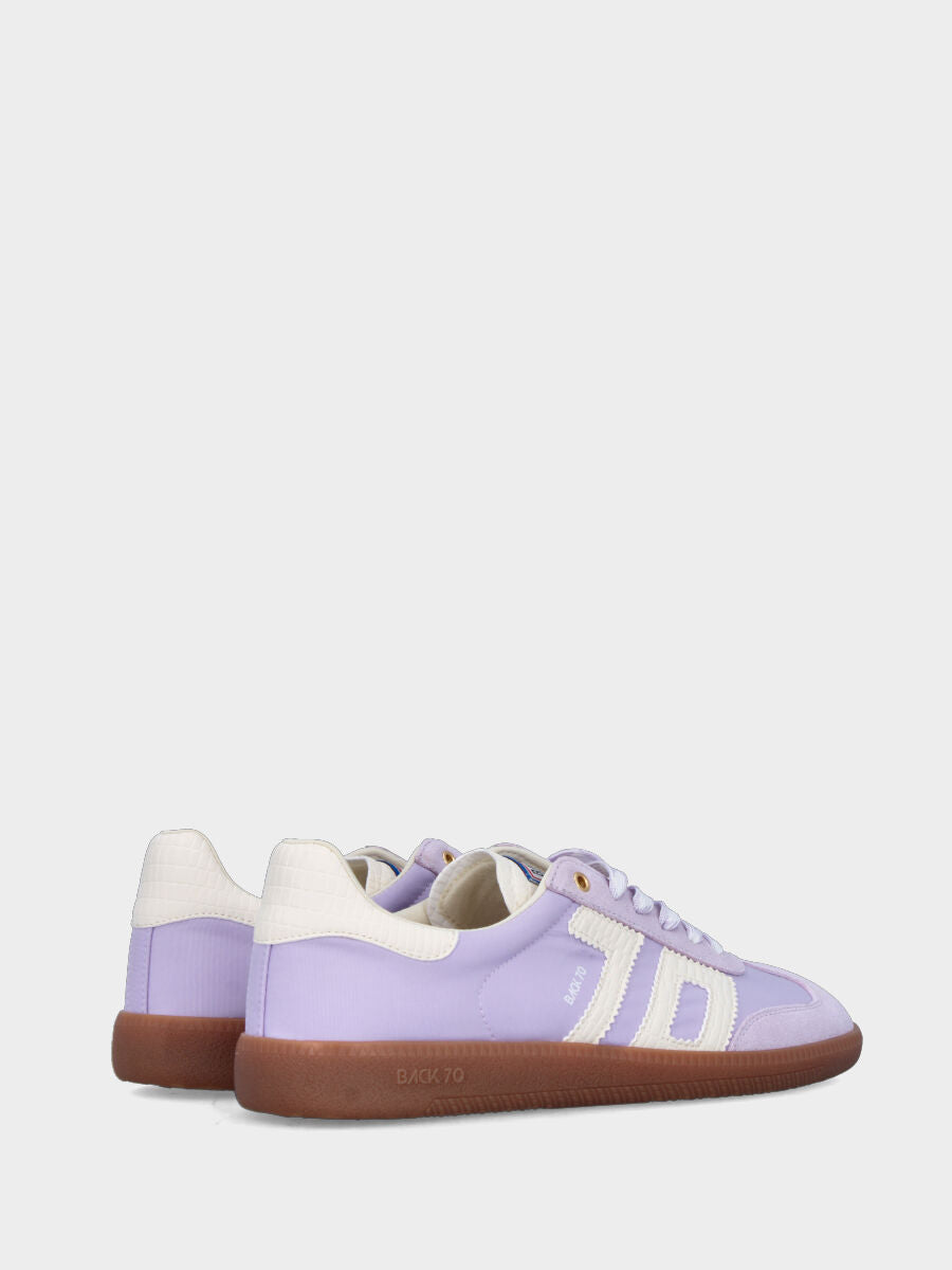Sneaker in lilac nylon and suede with calfskin details and wedge sole