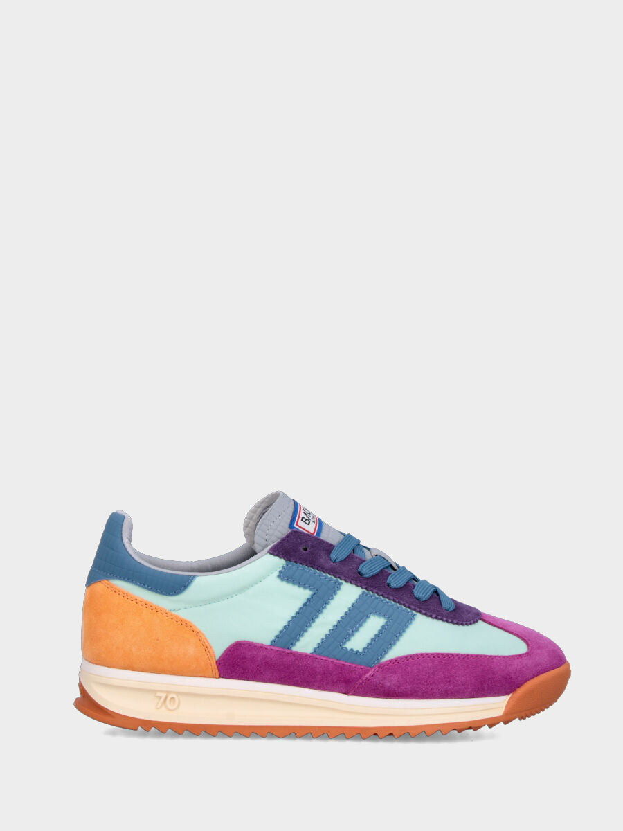 Multicolor split leather jogging sneakers