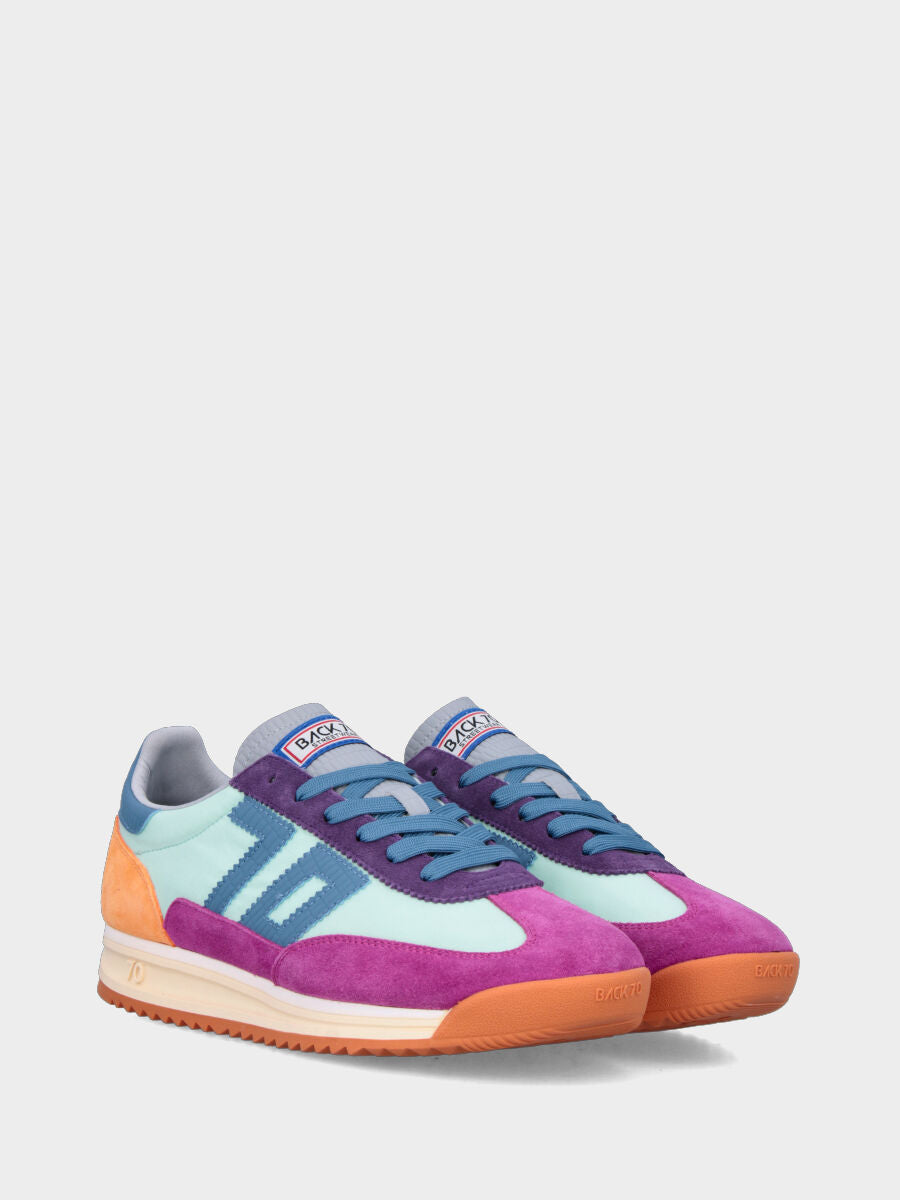 Multicolor split leather jogging sneakers