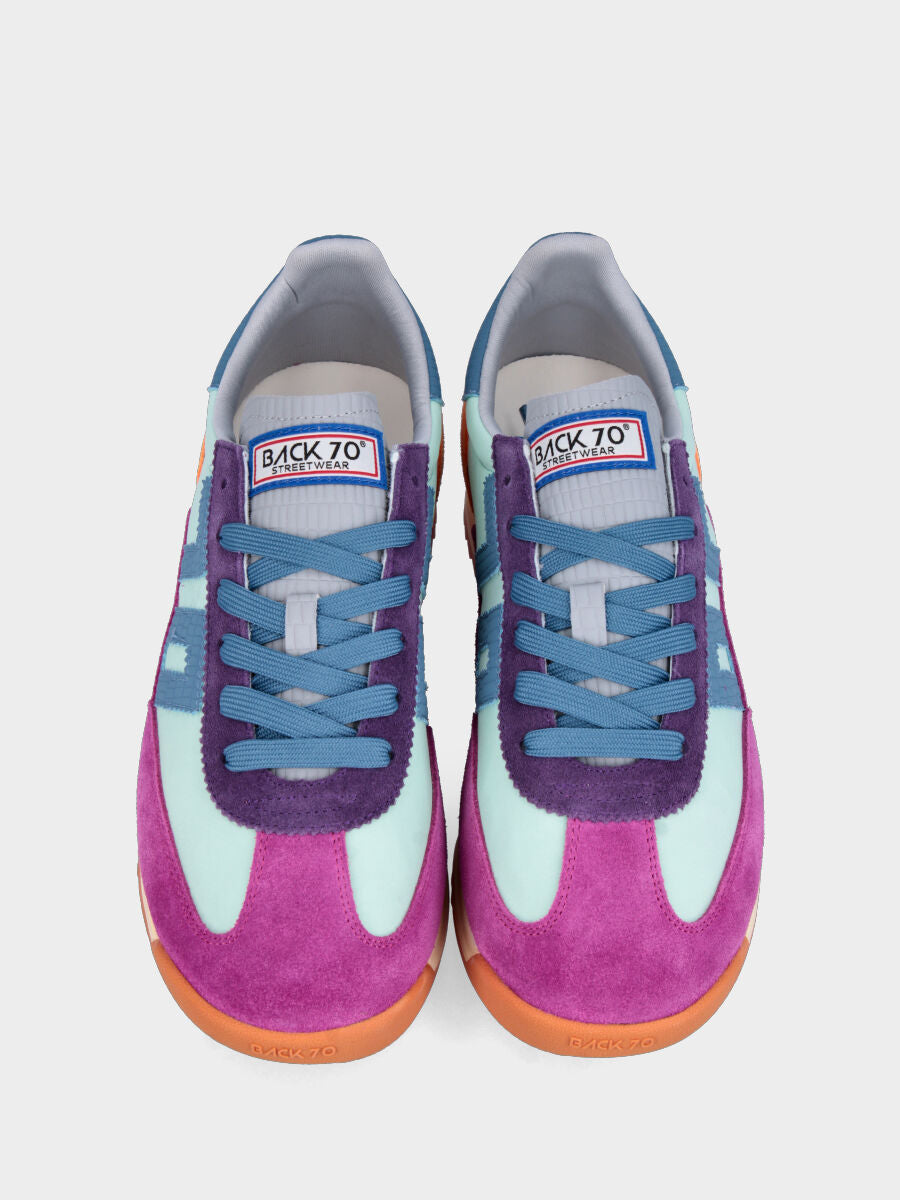 Multicolor split leather jogging sneakers