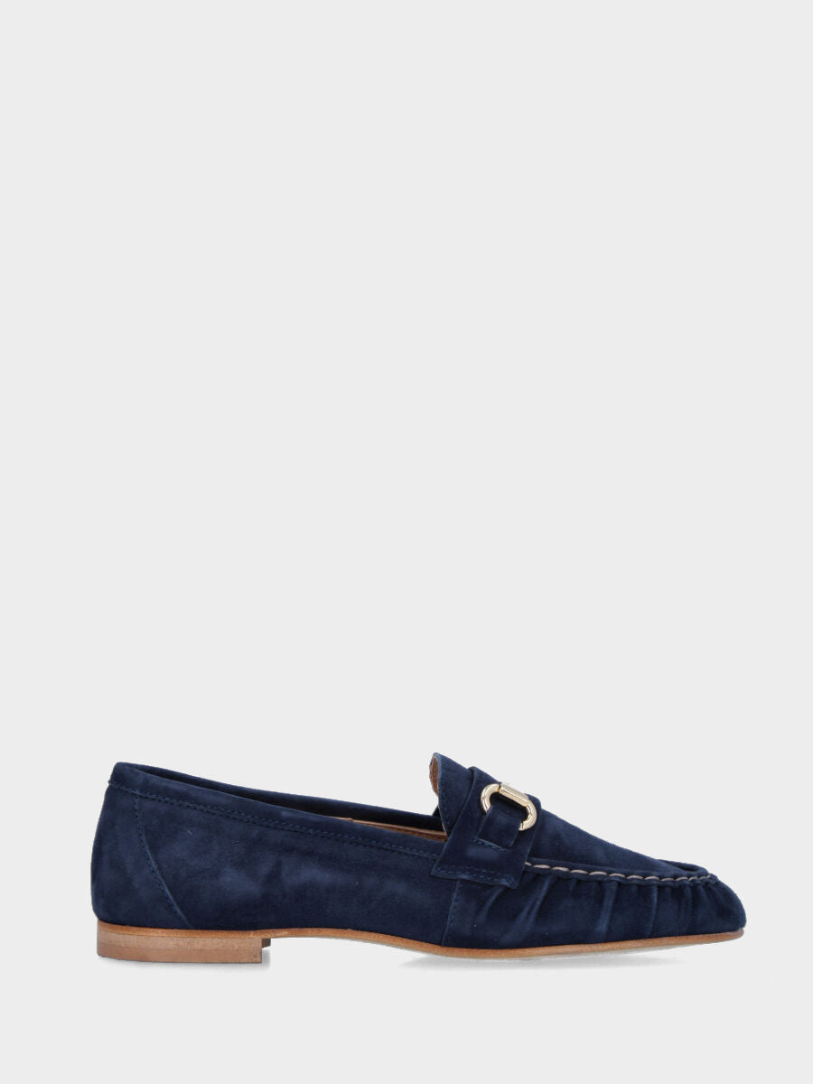 Mocassino in nappa nera con morsetto e mascherina con fascetta