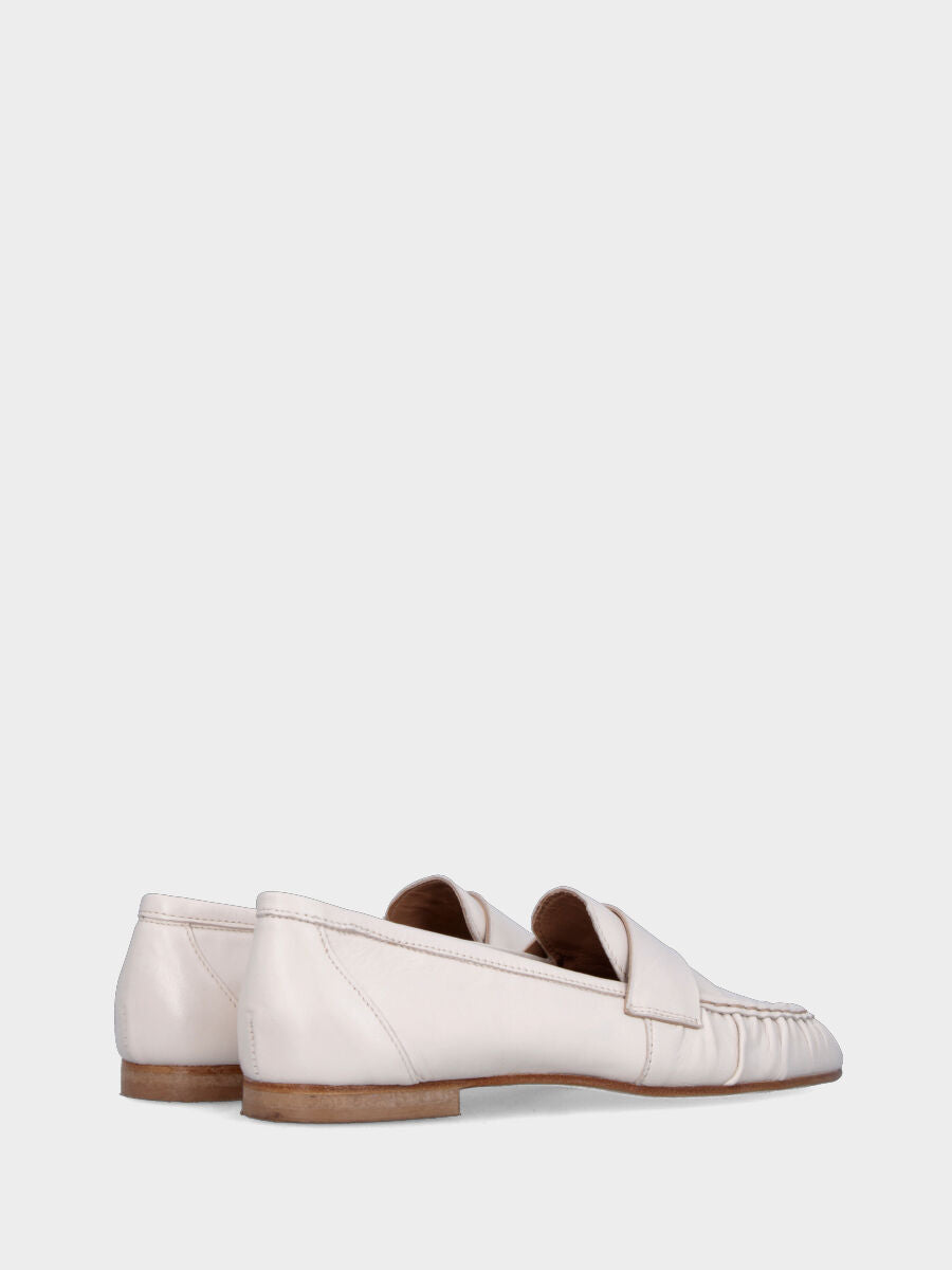 Mocassino in nappa avorio con fascetta liscia