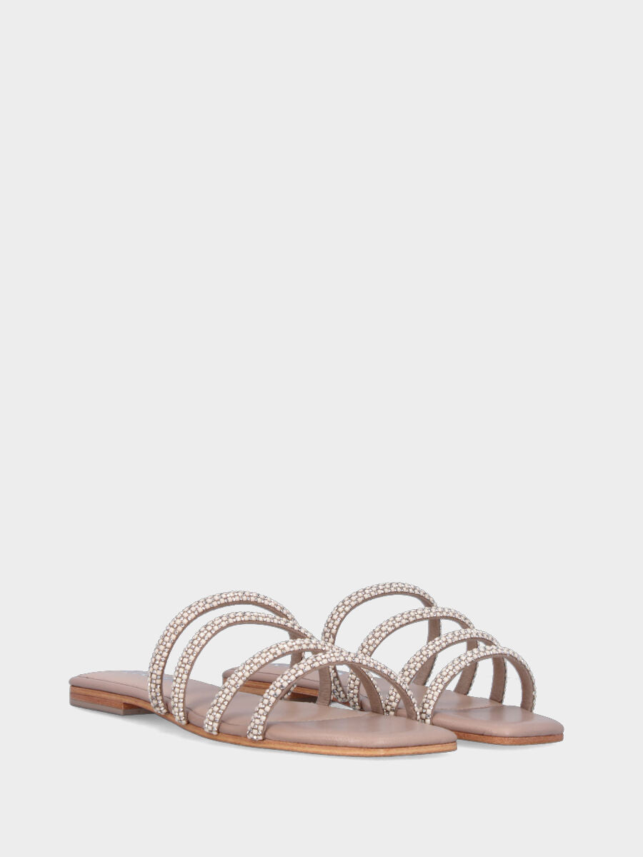 Sandalo monoblocco in vitello rosso con fascia ripiegata