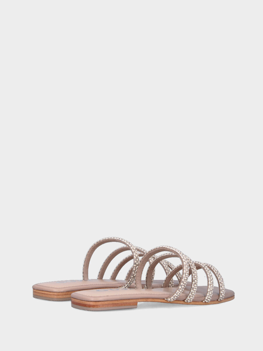 Sandalo monoblocco in vitello rosso con fascia ripiegata