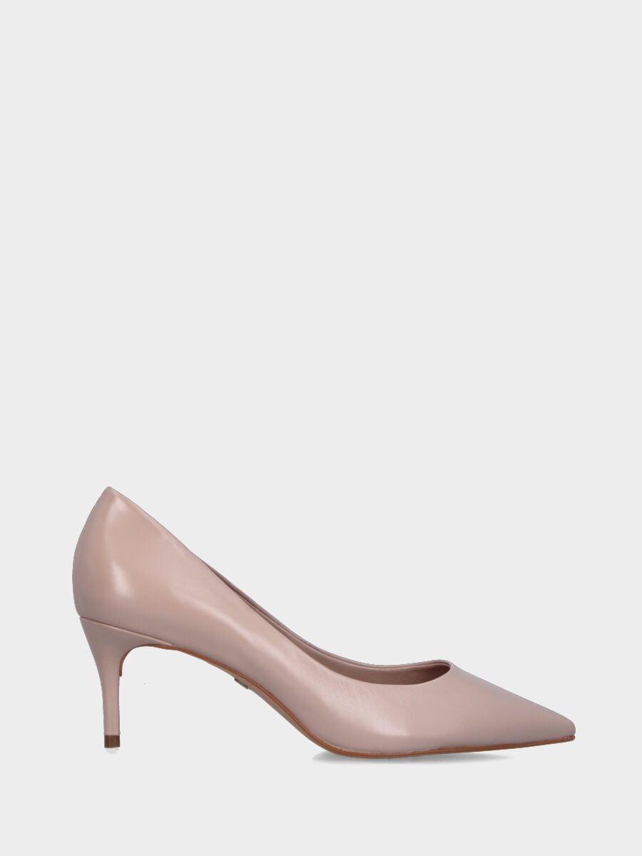 Pumps aus Nappaleder in Nude mit 70mm Kelchabsatz und rundem Ausschnitt