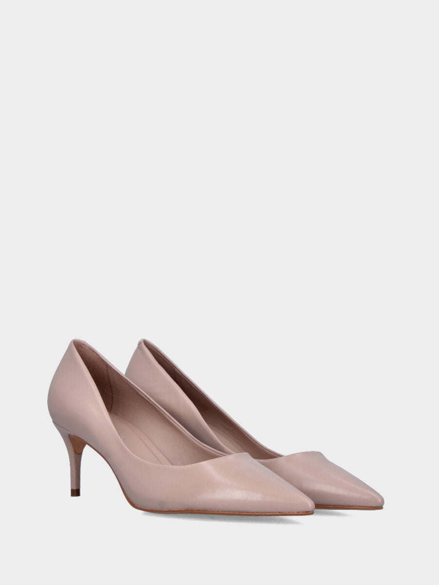 Pumps aus Nappaleder in Nude mit 70mm Kelchabsatz und rundem Ausschnitt