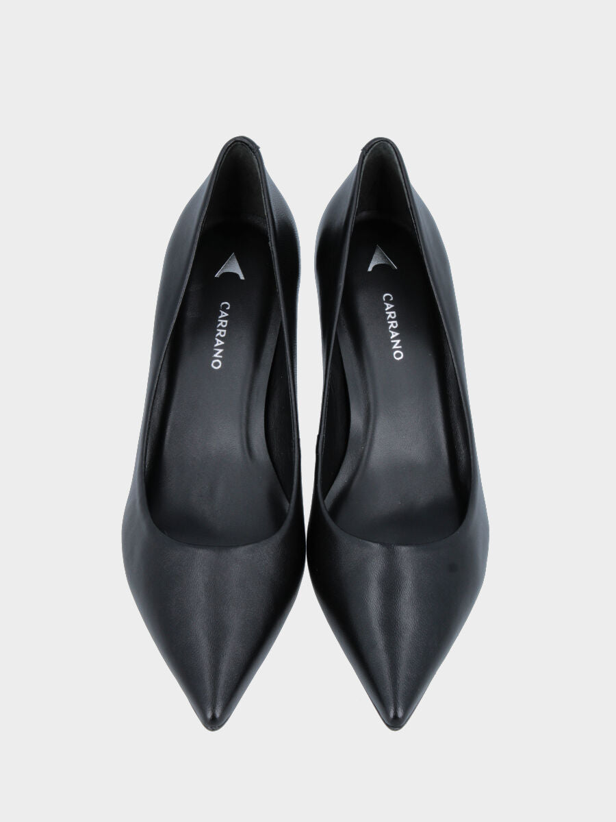 Décolleté in nappa nera con tacco a calice 70mm e scollo tondo