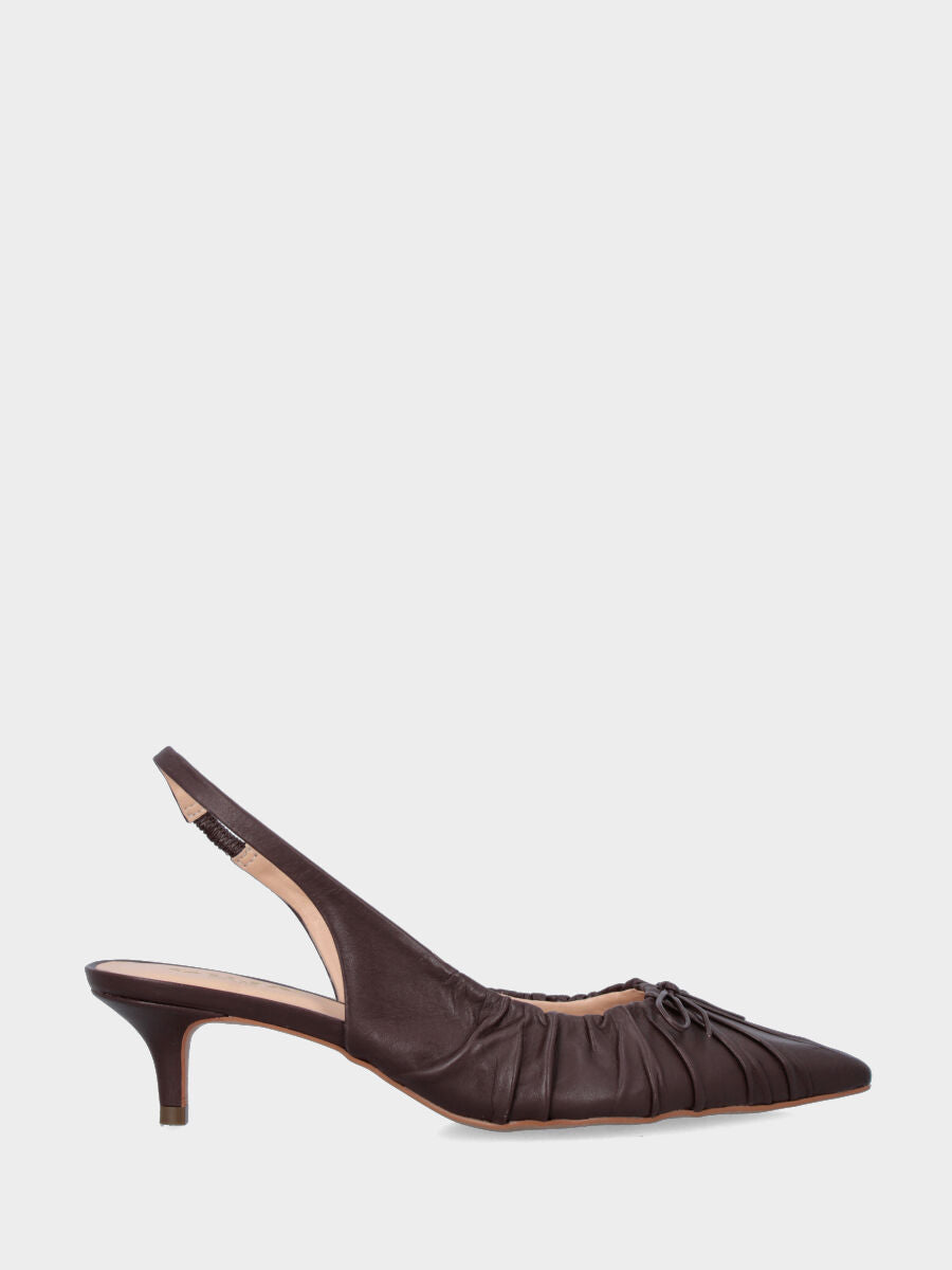 Slingback in vitello testa di moro con fiocchetto e tacco a calice