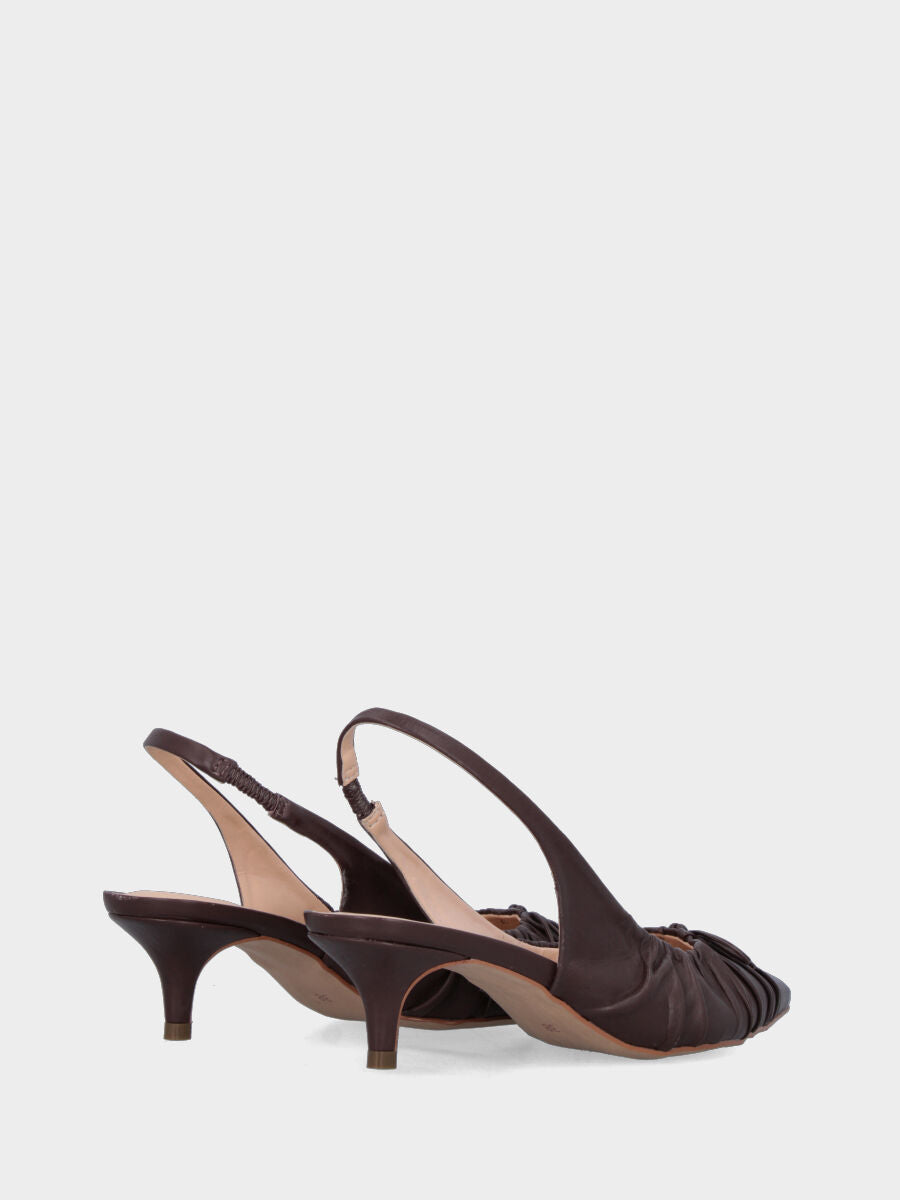 Slingback in vitello testa di moro con fiocchetto e tacco a calice